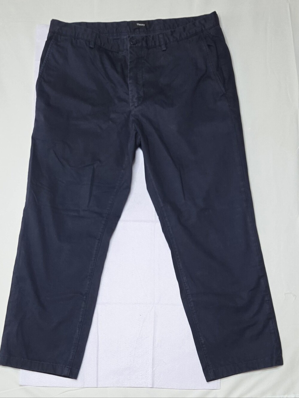 Theory Zaine Slim Chino Pants Navy Blue Size 34 Cropped Ankle Inseam 26